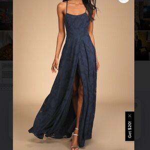 Lulus Let There Be Romance Navy Blue Burnout Floral Maxi Dress - Size M